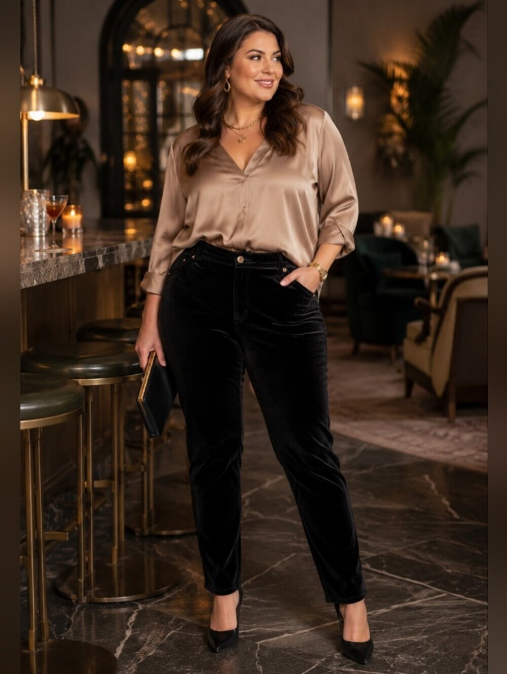 Newport News  Jeanology Collection Black Stretch Velvet  Pants